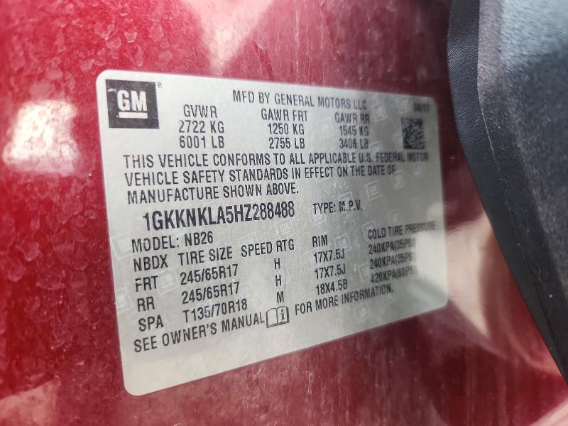 52690716 :رقم المزاد ، 1GKKNKLA5HZ288488 vin ، 2017 Gmc Acadia مزاد بيع