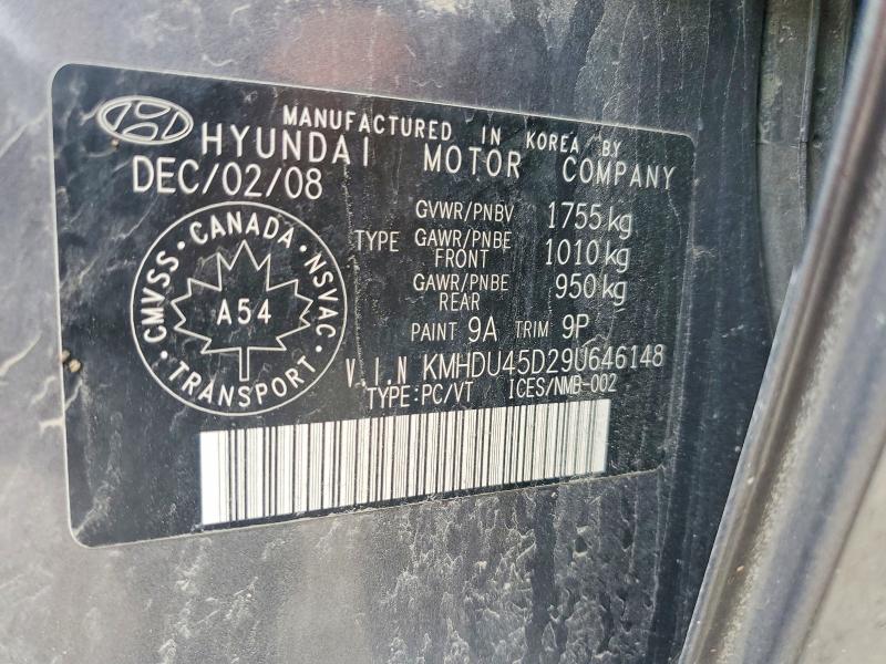 Aukcja sprzedaży 2009 Hyundai Elantra, vin: KMHDU45D29U646148, numer aukcji: 53522116