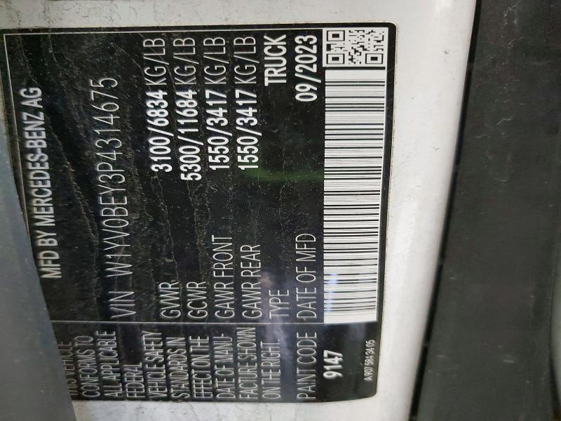 Aukcja sprzedaży 2023 Mercedes Benz Metris, vin: W1YV0BEY3P4314675, numer aukcji: 50256876