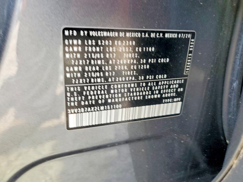 Aukcja sprzedaży 2020 Volkswagen Tiguan, vin: 3VV3B7AX2LM151100, numer aukcji: 52385256