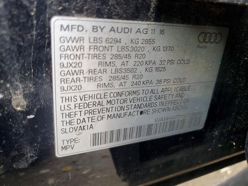 2017 Audi Q7 მანქანა იყიდება აუქციონზე, vin: WA1AHAF73HD038344, აუქციონის ნომერი: 53193366