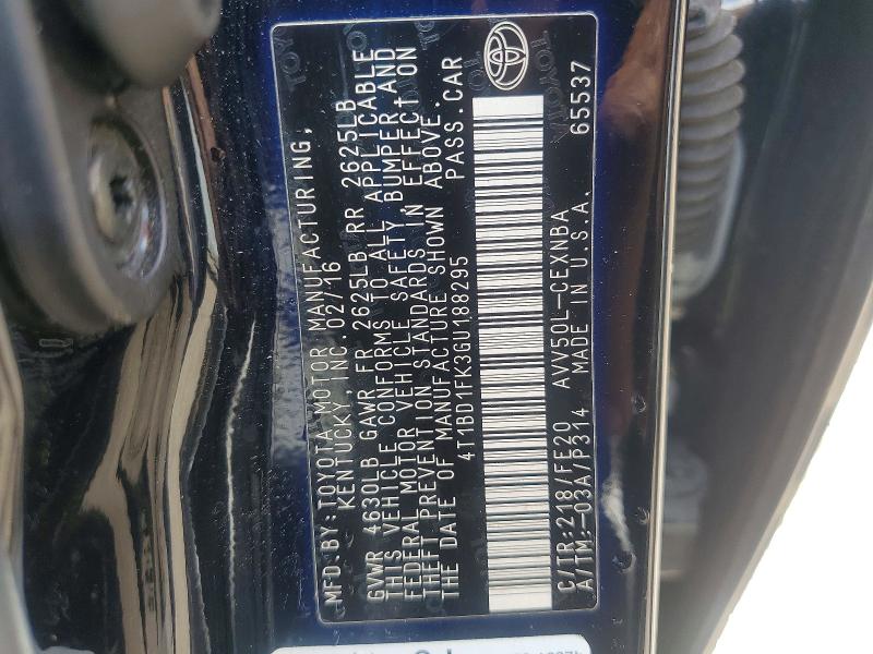 Aukcja sprzedaży 2016 Toyota Camry Hybrid, vin: 4T1BD1FK3GU188295, numer aukcji: 54968266