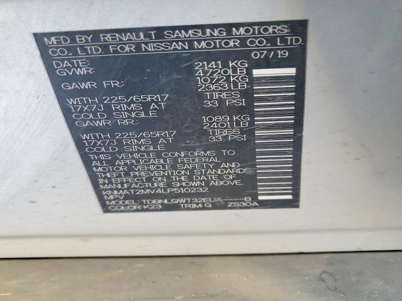 Продажа на аукционе авто 2020 Nissan Rogue, vin: KNMAT2MV4LP510232, номер лота: 53584846
