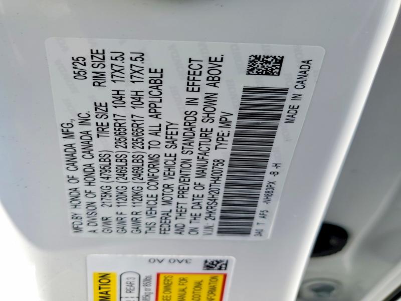 Продаж на аукціоні авто 2026 Honda Cr-v, vin: 2HKRS4H20TH400758, номер лоту: 54444366