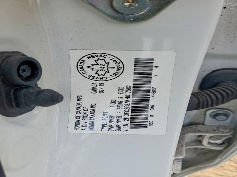 Aukcja sprzedaży 2019 Honda Civic, vin: 2HGFC2F87KH017582, numer aukcji: 54608106