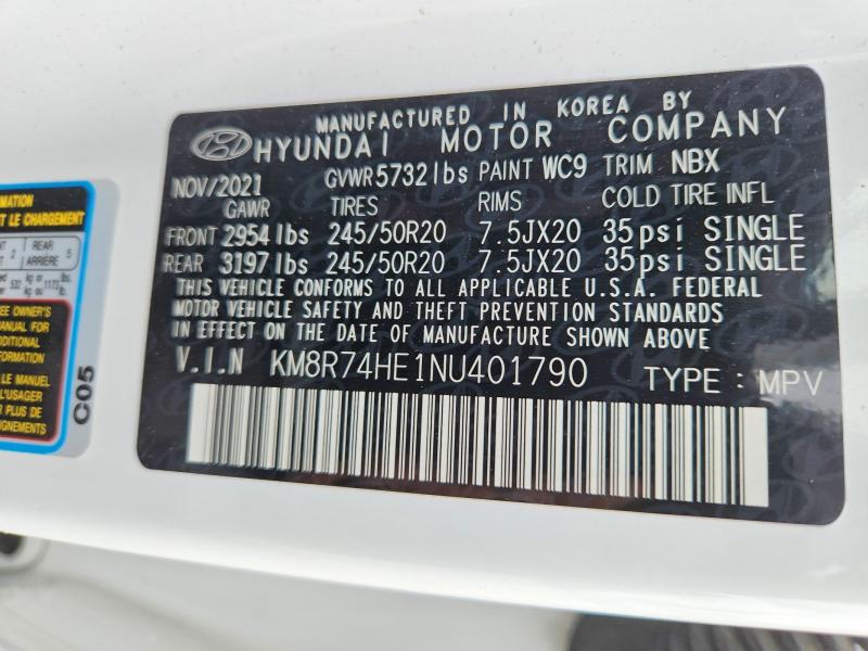 2022 Hyundai Palisade მანქანა იყიდება აუქციონზე, vin: KM8R74HE1NU401790, აუქციონის ნომერი: 54817006