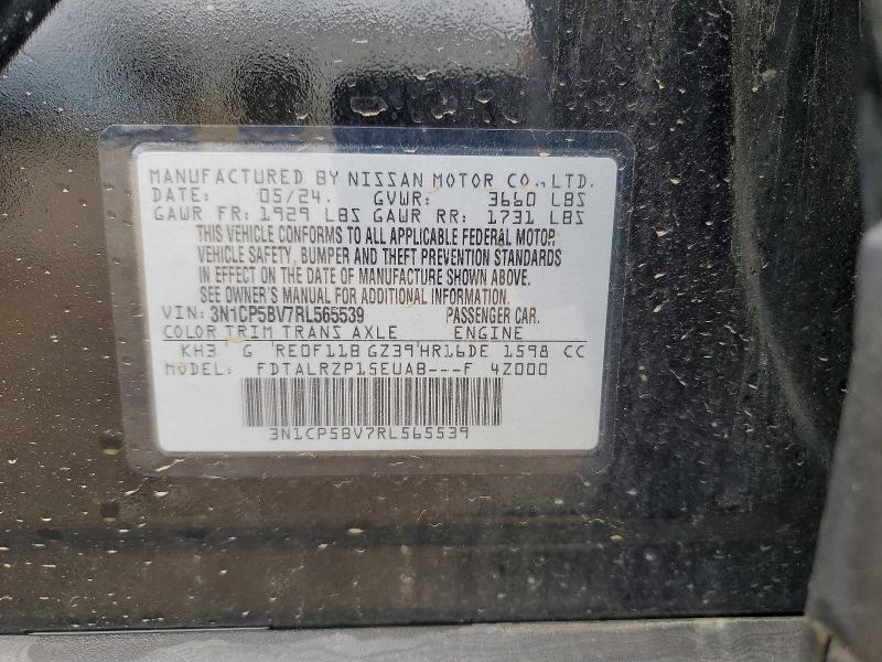2024 Nissan Kicks მანქანა იყიდება აუქციონზე, vin: 3N1CP5BV7RL565539, აუქციონის ნომერი: 53637126