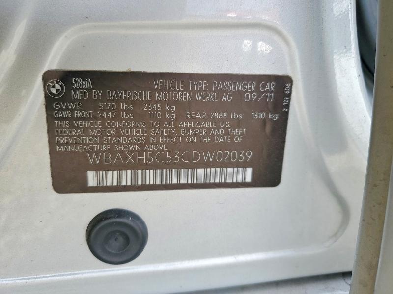 Aukcja sprzedaży 2012 Bmw 528, vin: WBAXH5C53CDW02039, numer aukcji: 54874856