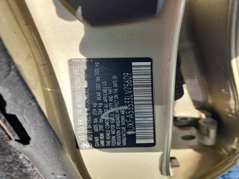 2003 Bmw X5 მანქანა იყიდება აუქციონზე, vin: 5UXFA53533LV75609, აუქციონის ნომერი: 53457976