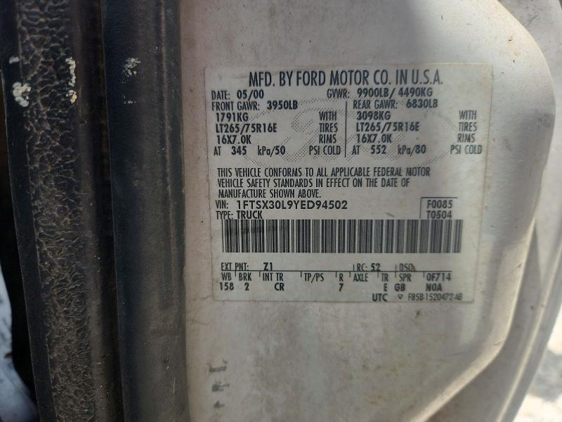 Продаж на аукціоні авто 2000 Ford F350, vin: 1FTSX30L9YED94502, номер лоту: 51913196