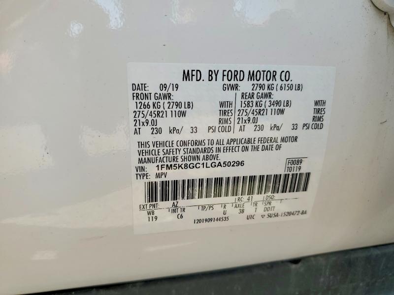 Продаж на аукціоні авто 2020 Ford Explorer, vin: 1FM5K8GC1LGA50296, номер лоту: 52305576