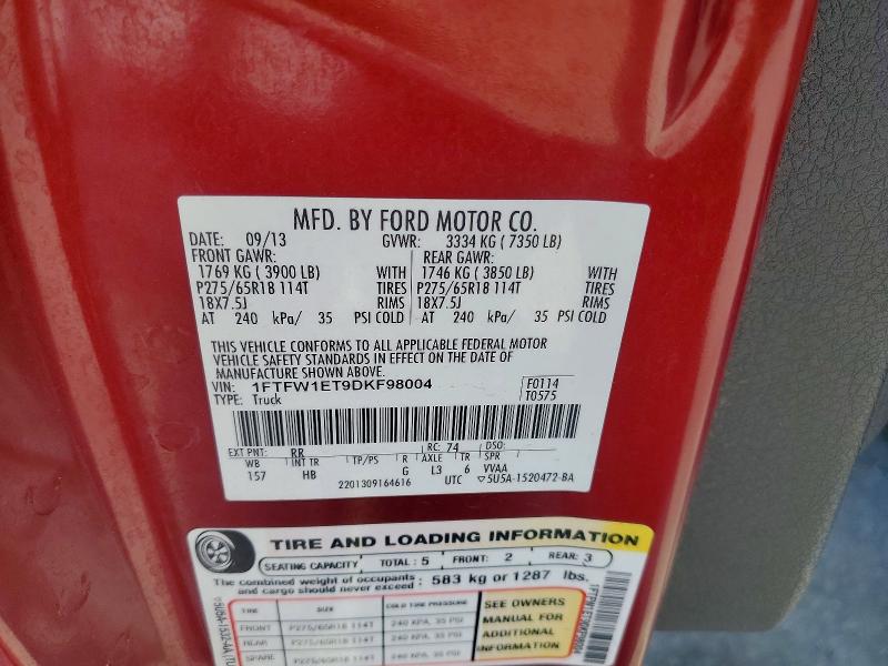 Продажа на аукционе авто 2013 Ford F150, vin: 1FTFW1ET9DKF98004, номер лота: 54477646