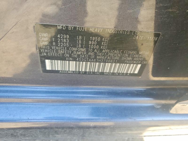 52776686 :رقم المزاد ، 4S3GTAA61H3700621 vin ، 2017 Subaru Impreza مزاد بيع