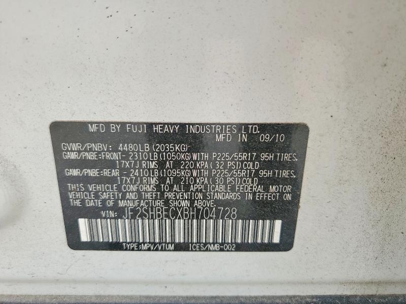 Продаж на аукціоні авто 2011 Subaru Forester, vin: JF2SHBECXBH704728, номер лоту: 51435416