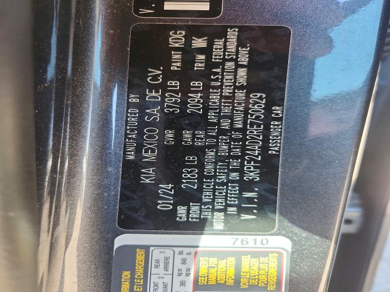 Продаж на аукціоні авто 2024 Kia Forte, vin: 3KPF24AD2RE750629, номер лоту: 52539786