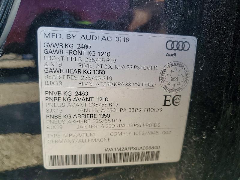 Aukcja sprzedaży 2016 Audi Q5, vin: WA1M2AFPXGA096840, numer aukcji: 51614606