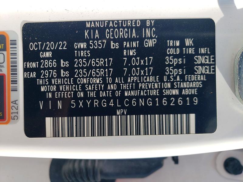 Aukcja sprzedaży 2022 Kia Sorento, vin: 5XYRG4LC6NG162619, numer aukcji: 55246956