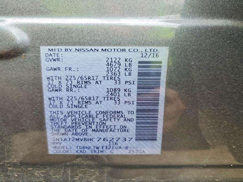 Aukcja sprzedaży 2017 Nissan Rogue, vin: 5N1AT2MV8HC762737, numer aukcji: 53416066