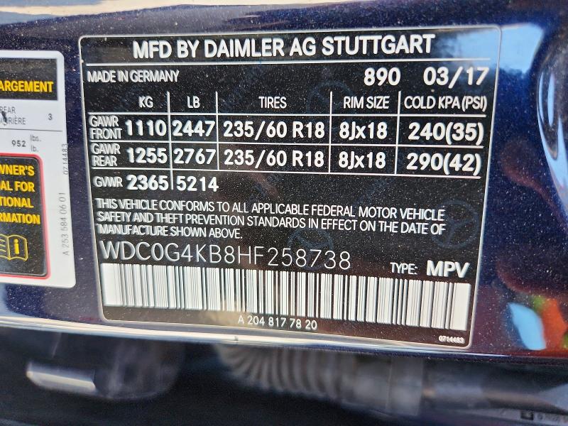 Продаж на аукціоні авто 2017 Mercedes-benz Glc, vin: WDC0G4KB8HF258738, номер лоту: 53525016