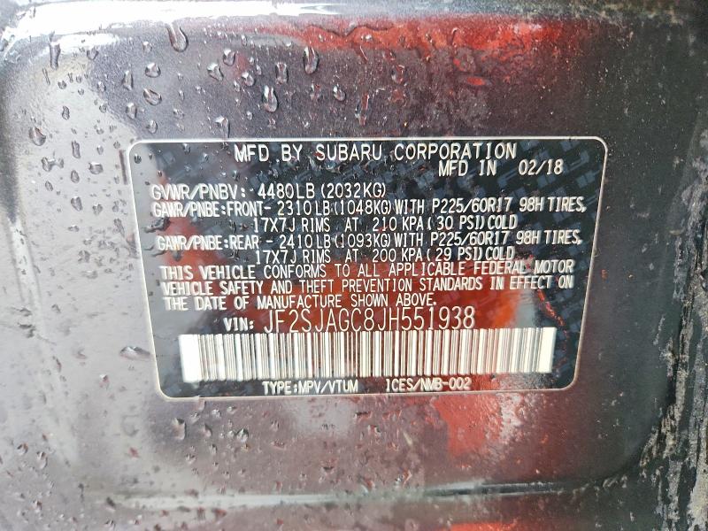 Продажа на аукционе авто 2018 Subaru Forester, vin: JF2SJAGC8JH551938, номер лота: 52401946