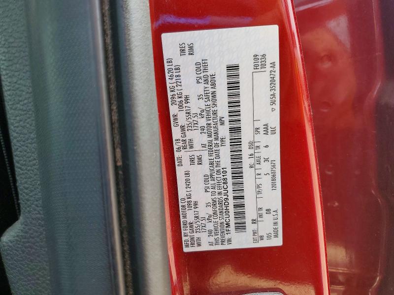 52163736 :رقم المزاد ، 1FMCU0HD9JUC88101 vin ، 2018 Ford Escape مزاد بيع