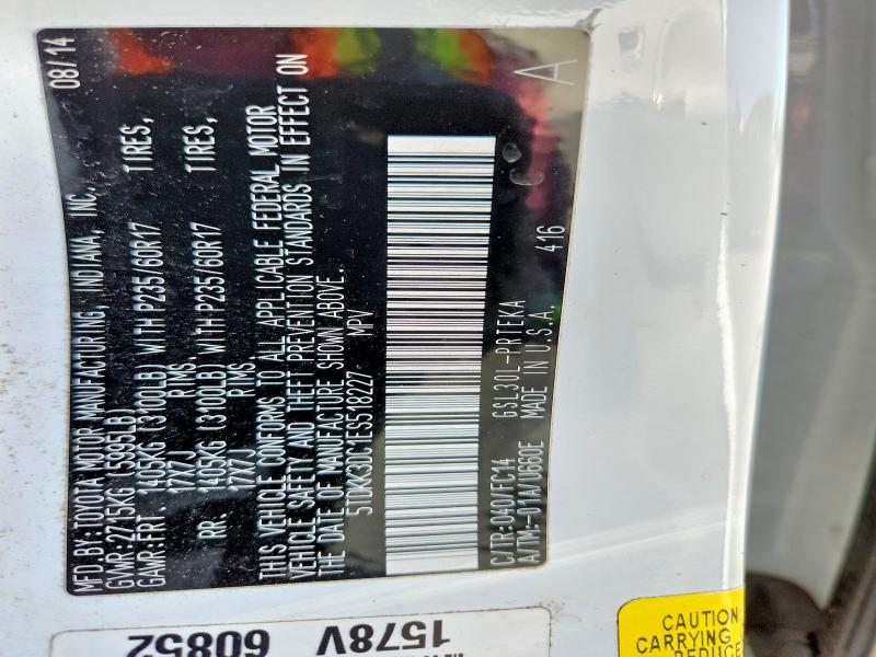55206816 :رقم المزاد ، 5TDKK3DC1ES518227 vin ، 2014 Toyota Sienna مزاد بيع