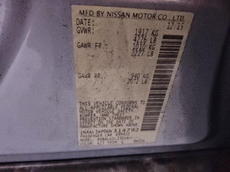 Aukcja sprzedaży 2016 Nissan Altima, vin: 1N4AL3AP0GN314792, numer aukcji: 53750486