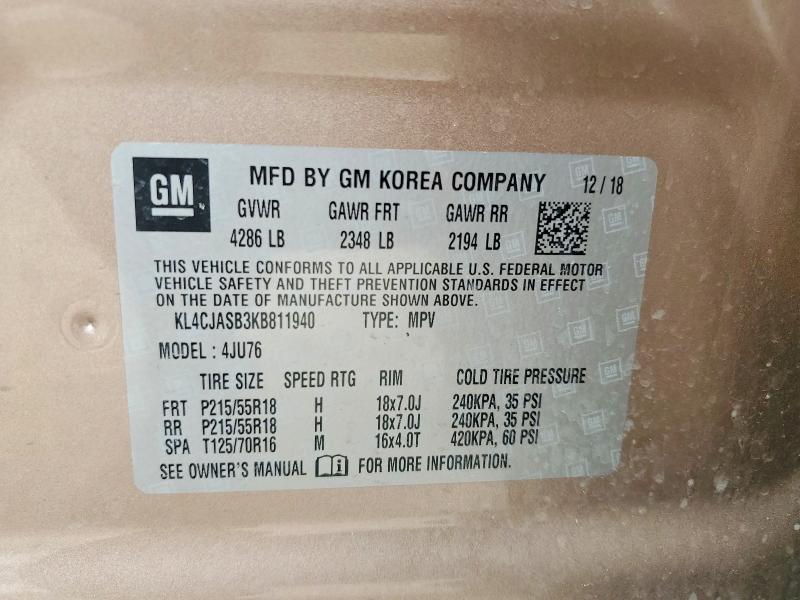 Aukcja sprzedaży 2019 Buick Encore, vin: KL4CJASB3KB811940, numer aukcji: 53079346
