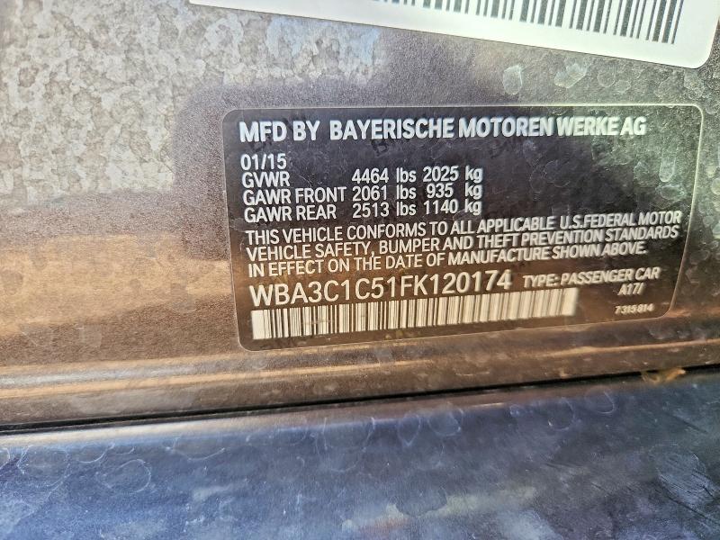 Aukcja sprzedaży 2015 Bmw 328, vin: WBA3C1C51FK120174, numer aukcji: 51768496