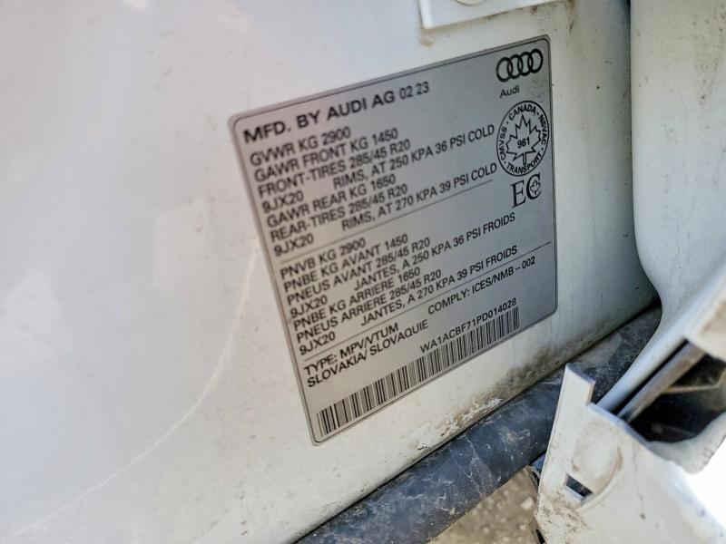 52206396 :رقم المزاد ، WA1ACBF71PD014028 vin ، 2023 Audi Q7 مزاد بيع