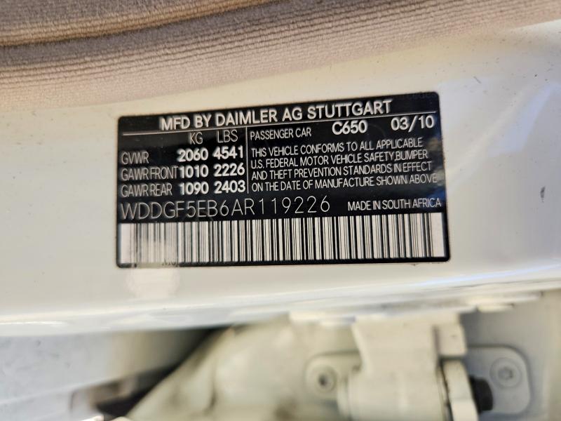 Aukcja sprzedaży 2010 Mercedes-benz C, vin: WDDGF5EB6AR119226, numer aukcji: 53971916