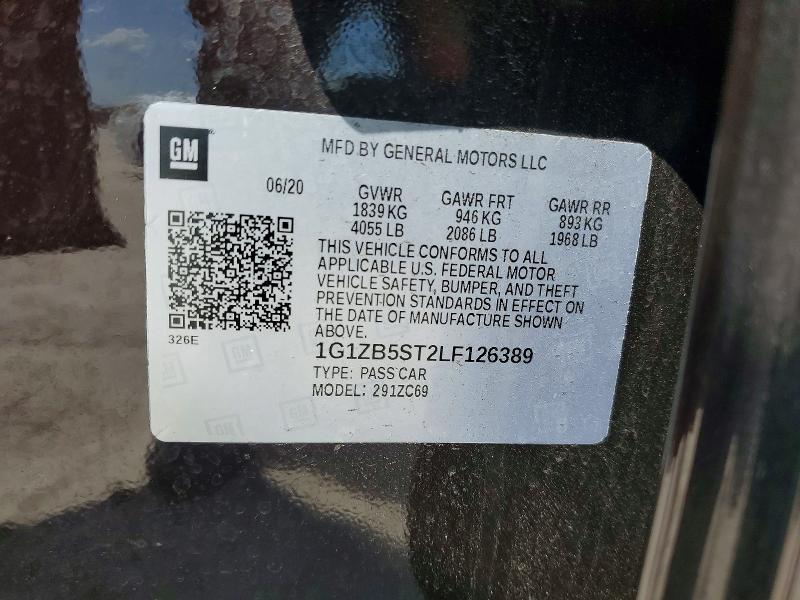 Aukcja sprzedaży 2020 Chevrolet Malibu, vin: 1G1ZB5ST2LF126389, numer aukcji: 51796156