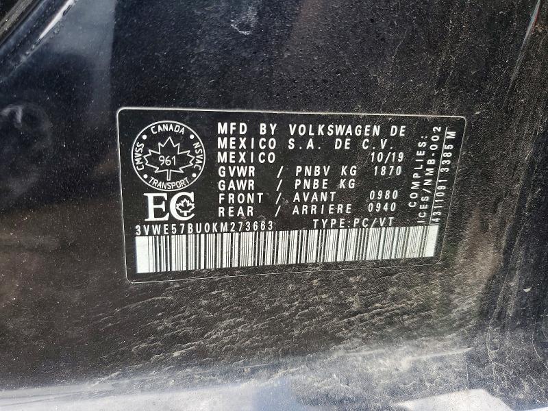 Aukcja sprzedaży 2019 Volkswagen Jetta, vin: 3VWE57BU0KM273663, numer aukcji: 52959296