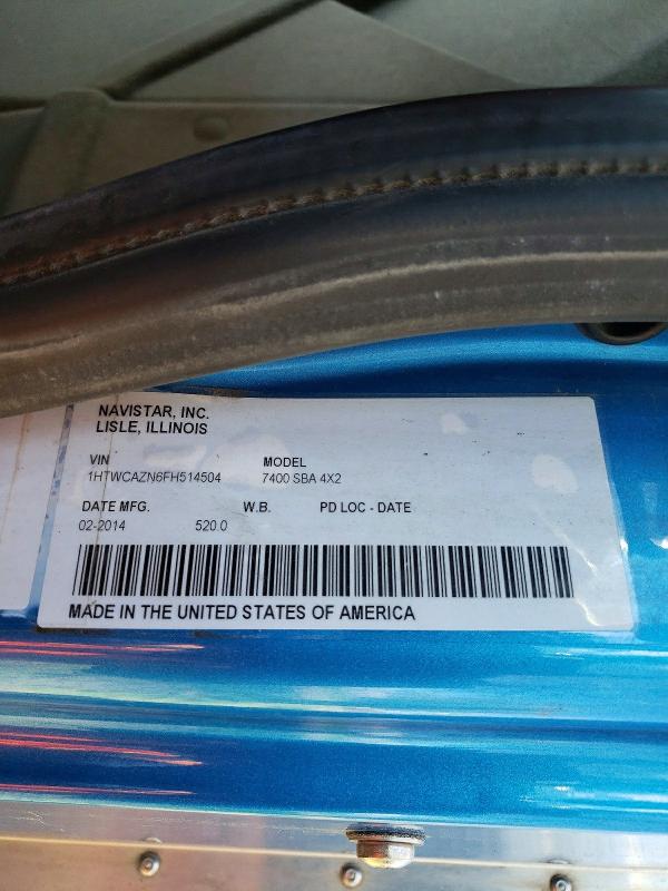 51951906 :رقم المزاد ، 1HTWCAZN6FH514504 vin ، 2015 International 7000 مزاد بيع