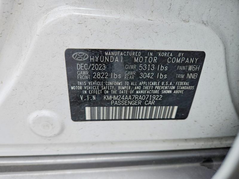 Продажа на аукционе авто 2024 Hyundai Ioniq 6, vin: KMHM24AA7RA071922, номер лота: 52521356