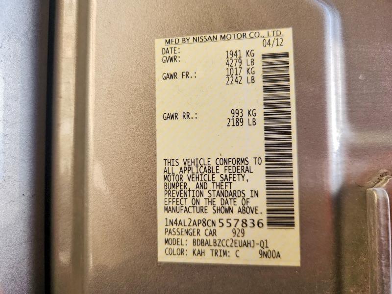 53656966 :رقم المزاد ، 1N4AL2AP8CN557836 vin ، 2012 Nissan Altima مزاد بيع