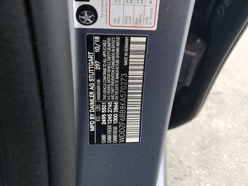 Продаж на аукціоні авто 2019 Mercedes-benz E, vin: WDDZF6BB8KA570273, номер лоту: 53242016
