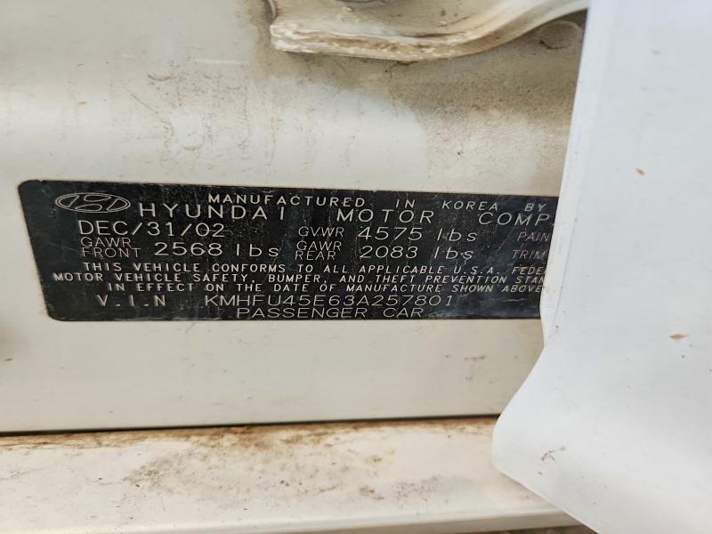 54163516 :رقم المزاد ، KMHFU45E63A257801 vin ، 2003 Hyundai Xg مزاد بيع
