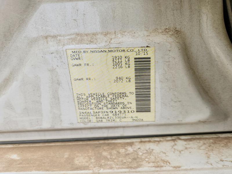 54238006 :رقم المزاد ، 1N4AL3AP3FN919310 vin ، 2015 Nissan Altima مزاد بيع