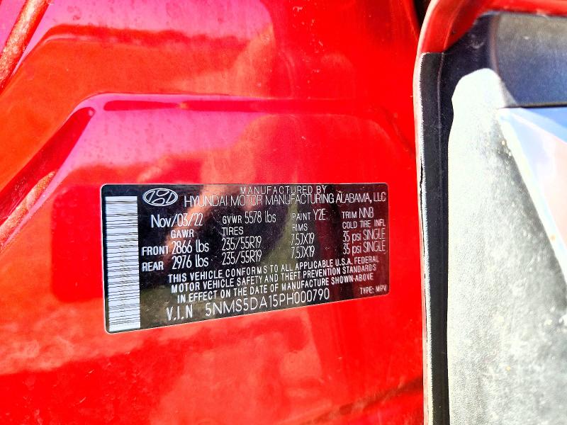 2023 Hyundai Santa Fe მანქანა იყიდება აუქციონზე, vin: 5NMS5DA15PH000790, აუქციონის ნომერი: 52293896