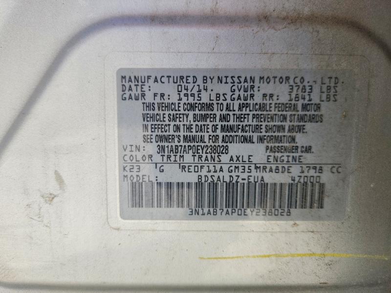 Aukcja sprzedaży 2014 Nissan Sentra, vin: 3N1AB7AP0EY238028, numer aukcji: 52711866