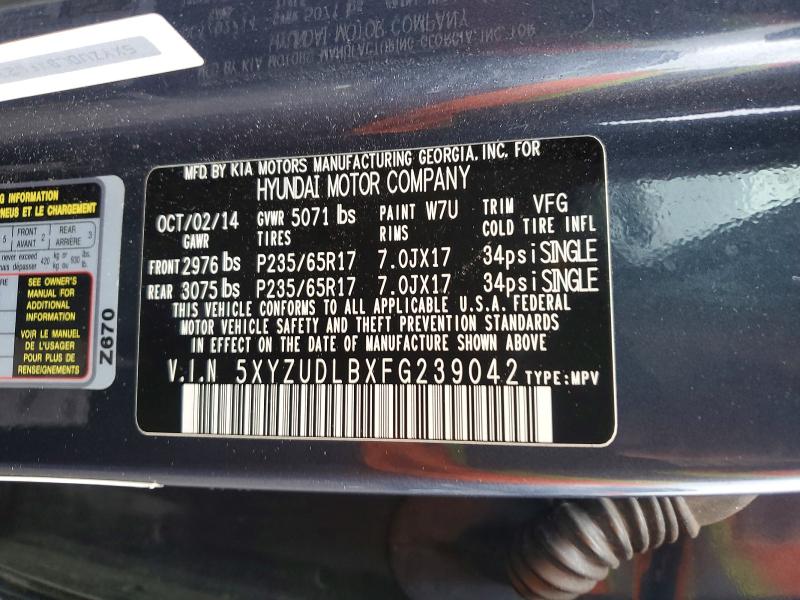 2015 Hyundai Santa Fe Sport მანქანა იყიდება აუქციონზე, vin: 5XYZUDLBXFG239042, აუქციონის ნომერი: 53278486