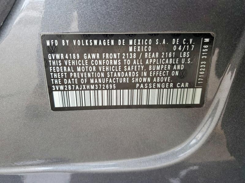 Aukcja sprzedaży 2017 Volkswagen Jetta, vin: 3VW2B7AJXHM372695, numer aukcji: 55642506