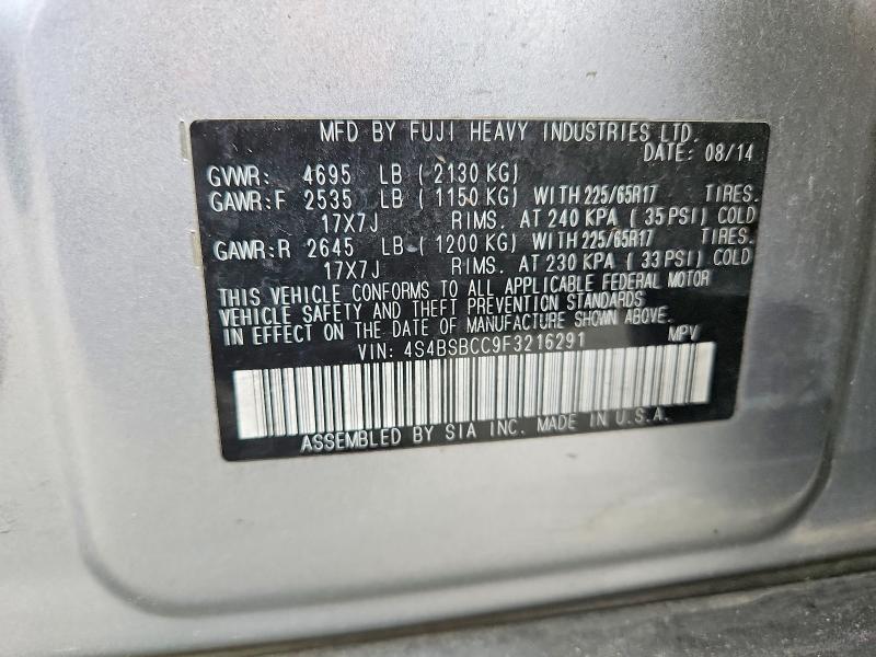 Продажа на аукционе авто 2015 Subaru Outback, vin: 4S4BSBCC9F3216291, номер лота: 48922796