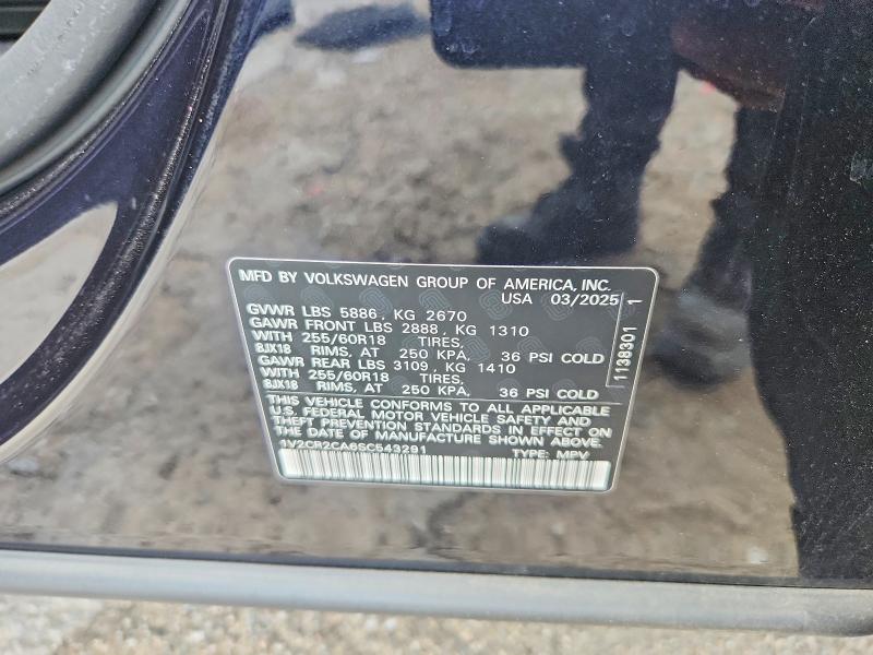 54100526 :رقم المزاد ، 1V2CR2CA6SC543291 vin ، 2025 Volkswagen Atlas مزاد بيع
