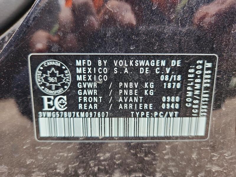 Aukcja sprzedaży 2019 Volkswagen Jetta, vin: 3VWG57BU7KM097607, numer aukcji: 53424976