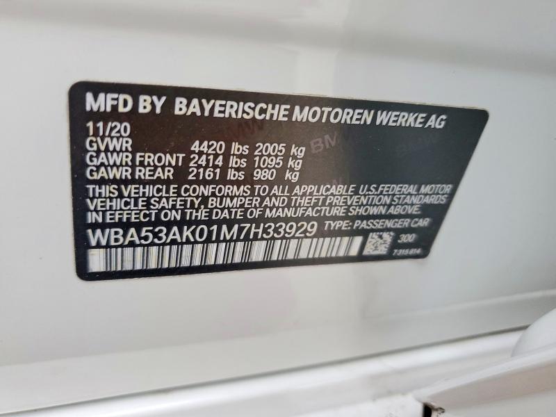 Aukcja sprzedaży 2021 Bmw 228i, vin: WBA53AK01M7H33929, numer aukcji: 53976106