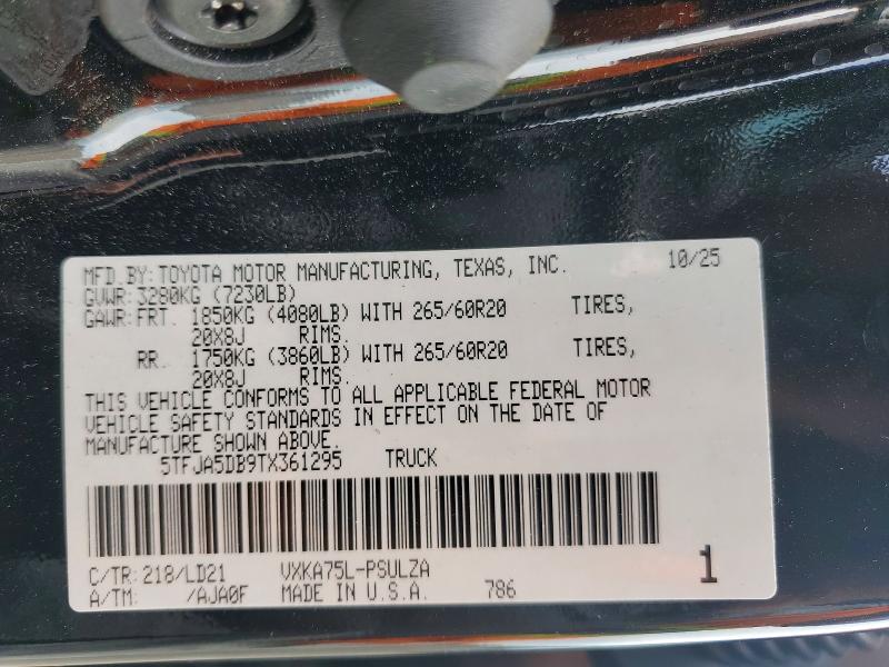 Продаж на аукціоні авто 2026 Toyota Tundra, vin: 5TFJA5DB9TX361295, номер лоту: 54188186
