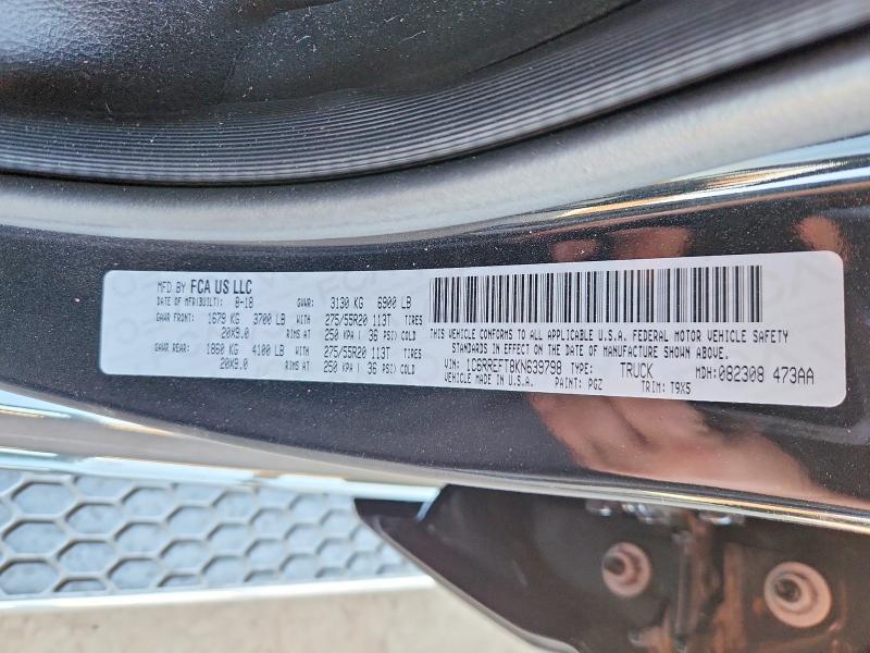 52406926 :رقم المزاد ، 1C6RREFT8KN639798 vin ، 2019 Ram 1500 مزاد بيع