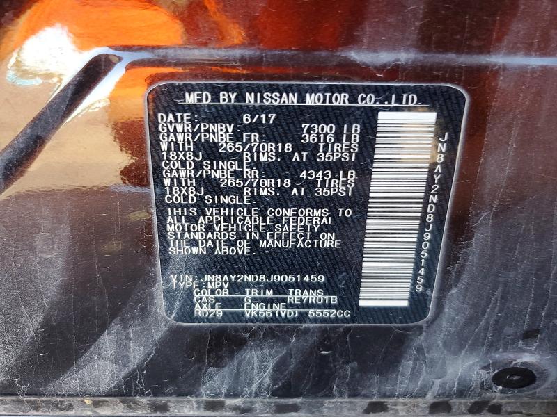 Продаж на аукціоні авто 2018 Nissan Armada, vin: JN8AY2ND8J9051459, номер лоту: 53771866